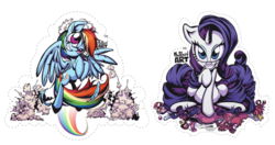 Size: 800x422 | Tagged: safe, artist:my-stupid-art, rainbow dash, rarity, g4, feather, pillow, simple background