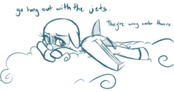 Size: 748x396 | Tagged: safe, artist:jessy, oc, oc only, oc:air liner, original species, plane pony, pony, boeing 737, cloud, crying, cute, lying down, lying on a cloud, monochrome, on a cloud, plane, prone, sad, sadorable, solo