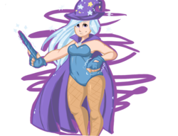 Size: 977x750 | Tagged: safe, artist:slipe, trixie, human, g4, clothes, fishnet stockings, horn wand, humanized, leotard, magician outfit, simple background, socks, thigh highs, transparent background, wand