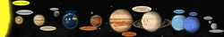 Size: 6490x1092 | Tagged: safe, artist:gowdie, fluffy pony, charon (moon), earth, jupiter, mars, mercury (planet), moon, neptune, planet, planet ponies, pluto (planet), rule 85, saturn, solar system, sun, uranus, venus