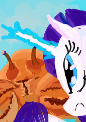 Size: 566x800 | Tagged: safe, artist:spectralunicorn, rarity, crab, g4, fight, magic, rarity fighting a giant crab