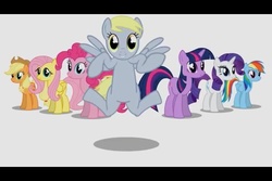 Size: 960x640 | Tagged: safe, applejack, derpy hooves, fluttershy, pinkie pie, rainbow dash, rarity, twilight sparkle, pegasus, pony, g4, asdfmovie, everybody do the flop, female, mare, underp, youtube link