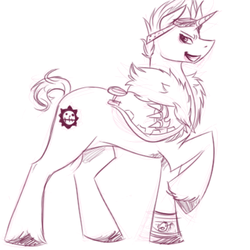 Size: 400x400 | Tagged: safe, artist:puppet-rhymes, eustass kid, one piece, ponified, sketch