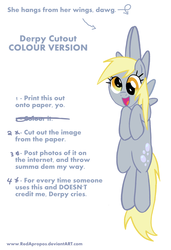 Size: 2388x3500 | Tagged: safe, artist:redapropos, derpy hooves, pony, g4, female, paper child, papercraft, solo, text
