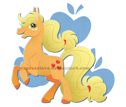 Size: 700x595 | Tagged: dead source, safe, artist:expresslove, applejack, earth pony, pony, g4, female, rearing, solo, watermark