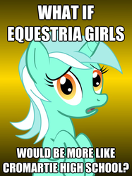 Size: 624x833 | Tagged: safe, lyra heartstrings, pony, equestria girls, g4, conspiracy lyra, cromartie high school, exploitable meme, image macro, meme