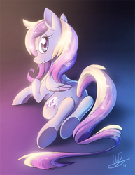 Size: 695x900 | Tagged: safe, artist:lanmana, oc, oc only, oc:glittering cloud, pegasus, pony, smiling