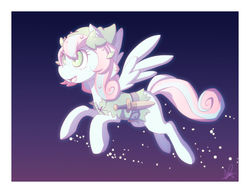 Size: 1100x850 | Tagged: safe, artist:lanmana, oc, oc only, pegasus, pony, flying, happy, peter pan, sword
