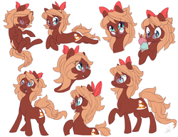 Size: 1100x850 | Tagged: safe, artist:lanmana, oc, oc only, oc:cinnamon swirl, earth pony, pony, female, freckles, glasses, ice cream, ice cream cone, mare, simple background, white background