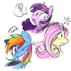 Size: 1024x1024 | Tagged: safe, artist:discommunicator, fluttershy, rainbow dash, twilight sparkle, g4, simple background