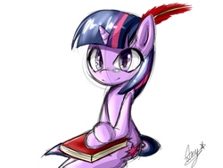 Size: 800x600 | Tagged: safe, artist:starykrow, twilight sparkle, pony, g4, female, glasses, sketch, solo