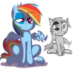 Size: 800x750 | Tagged: safe, artist:lazy, rainbow dash, pony, ask dashed rainbow, g4, ask, bandage, beaten up, black eye, comparison, dashabuse, female, fixed, injured, solo, tumblr