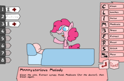 Size: 1021x671 | Tagged: safe, artist:weaver, pinkie pie, human, g4, crossover, scalpel, surgery, trauma center, video game