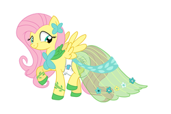 Size: 3000x2000 | Tagged: safe, artist:fillyscoots42, fluttershy, pegasus, pony, g4, clothes, diaper, diapershy, dress, female, gala, gala dress, non-baby in diaper, poofy diaper, solo