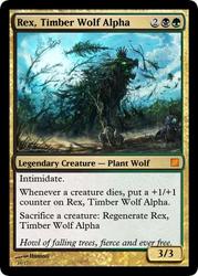 Size: 375x523 | Tagged: safe, artist:huussii, spike, timber wolf, g4, king timber wolf, magic the gathering, trading card