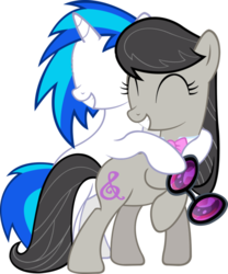 Size: 500x600 | Tagged: safe, edit, vector edit, dj pon-3, octavia melody, vinyl scratch, earth pony, pony, unicorn, g4, ^^, bowtie, cutie mark, eyes closed, female, glasses, hooves, horn, mare, no eyes, photoshop, simple background, smiling, sunglasses, teeth, transparent background, vector, wat