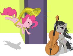 Size: 960x741 | Tagged: safe, artist:divinefolklore, octavia melody, pinkie pie, g4, duo, musical instrument, sousaphone, tuba