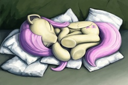 Size: 1950x1300 | Tagged: safe, artist:dahtamnay, fluttershy, g4, pillow, sleeping