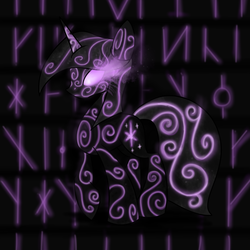 Size: 2000x2000 | Tagged: safe, artist:wojtovix, twilight sparkle, pony, g4, futhark, glowing eyes, runes, solo