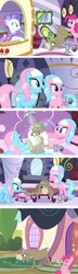 Size: 600x2074 | Tagged: safe, aloe, cranky doodle donkey, lotus blossom, pinkie pie, roxie, roxie rave, donkey, earth pony, pony, g4, ew gay, spa, spa twins