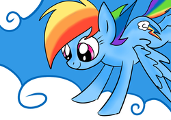 Size: 1000x700 | Tagged: source needed, safe, artist:wubcakeva, rainbow dash, pony, g4, cloud, female, flying, sky, solo