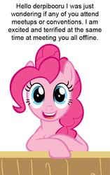 Size: 502x798 | Tagged: safe, pinkie pie, derpibooru, g4, meta, question, text