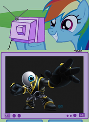 Size: 437x599 | Tagged: safe, rainbow dash, g4, crossover, exploitable meme, eye brawl, skylanders, tv meme