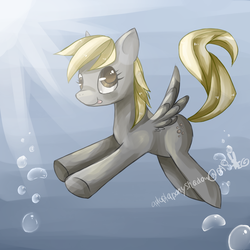 Size: 1000x1000 | Tagged: safe, artist:aquagalaxy, derpy hooves, pegasus, pony, g4, bubble, female, mare, smiling, solo, tongue out