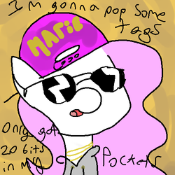 Size: 500x500 | Tagged: safe, artist:raritay, oc, oc only, filly, hat, macklemore & ryan lewis, marie, song reference, sunglasses, thrift shop, tumblr