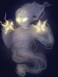 Size: 900x1200 | Tagged: safe, artist:xd-385, erebus, cloud demon, fanfic:the lost element, g1, g4, antagonist, cloud, creepy, evil, fog, g1 to g4, generation leap, glowing eyes, lightning, redesign, spooky