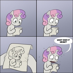 Size: 600x600 | Tagged: safe, sweetie belle, g4, exploitable meme, meme, recursion, sweetie's note meme