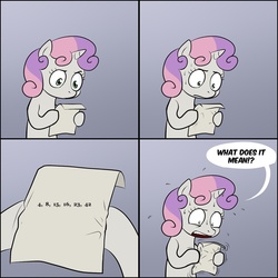 Size: 1280x1280 | Tagged: safe, sweetie belle, g4, exploitable meme, lost, meme, numbers, sweetie's note meme