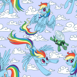 Size: 700x700 | Tagged: safe, artist:fallenzephyr, rainbow dash, tank, g4, female, flying, multeity, pattern, pet, solo, tiled background, wallpaper