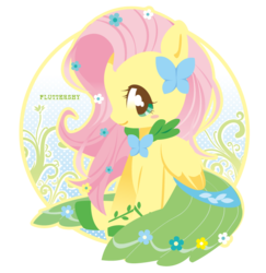 Size: 666x684 | Tagged: safe, artist:iinano, part of a set, fluttershy, pegasus, pony, g4, the best night ever, clothes, dress, female, gala dress, simple background, solo, transparent background