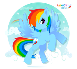 Size: 1022x924 | Tagged: safe, artist:iinano, rainbow dash, pony, g4, female, flying, pixiv, solo