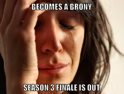 Size: 768x585 | Tagged: safe, brony, first world problems, last episode, text