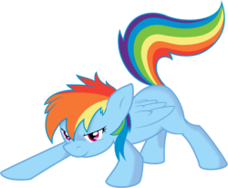 Size: 8000x6587 | Tagged: safe, artist:ambris, artist:iphstich, rainbow dash, pegasus, pony, g4, absurd resolution, action pose, cool, cute, female, filly, glare, simple background, smirk, solo, transparent background, vector, younger