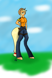 Size: 1000x1500 | Tagged: safe, artist:short circuit, applejack, earth pony, anthro, g4, skinny, thin