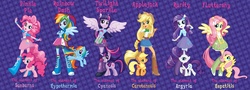 Size: 2048x737 | Tagged: safe, applejack, fluttershy, pinkie pie, rainbow dash, rarity, twilight sparkle, pony, anthro, equestria girls, g4, anthro ponidox, are equestrian girls human?, argyria, cardboard twilight, cartenosis, clothes, condition, cyanosis, disease, elements of harmony, elements of skin conditions, english, equestria girls plus, equestria girls prototype, headcanon, hepatitis, hypothermia, mane six, self ponidox, skin condition, skirt, stock vector, sunburn, text, twoiloight spahkle, we are going to hell