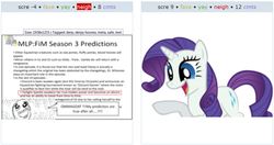 Size: 1160x613 | Tagged: safe, artist:mysteriouskaos, derpy hooves, rarity, g4, derp, exploitable meme, juxtaposition, juxtaposition win, meta, pointing, rage face, simple background, smiling, text, trollface, vector, white background