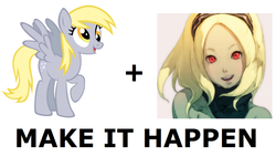 Size: 959x544 | Tagged: safe, derpy hooves, pegasus, pony, g4, exploitable meme, female, gravity rush, kat, make it happen, mare