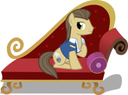 Size: 500x372 | Tagged: dead source, safe, artist:toughbluff, davenport, earth pony, pony, g4, background pony, couch, fainting couch, male, simple background, solo, stallion, transparent background, vector
