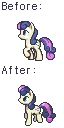 Size: 64x128 | Tagged: safe, artist:pix3m, bon bon, sweetie drops, earth pony, pony, g4, animated, equestrian chronicles, female, simple background, solo, sprite, transparent background, trotting