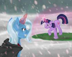 Size: 1250x1000 | Tagged: safe, artist:iraecoal, trixie, twilight sparkle, g4, magic duel, alicorn amulet