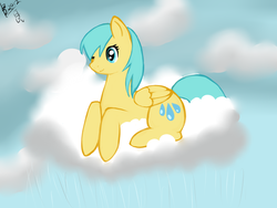 Size: 900x675 | Tagged: safe, artist:holowisewolf, sunshower raindrops, g4, cloud, cloudy