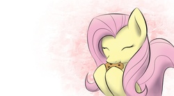 Size: 1960x1080 | Tagged: safe, artist:dshou, fluttershy, pegasus, pony, g4, cookie, eating, eyes closed, female, hoof hold, mare, solo, wallpaper