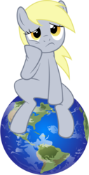 Size: 2540x5000 | Tagged: safe, artist:artpwny, derpy hooves, pegasus, pony, g4, earth, female, giant derpy hooves, giga giant, macro, mare, planet, pony bigger than a planet, simple background, sitting, solo, transparent background, vector