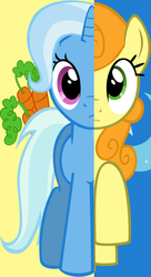 Size: 589x1082 | Tagged: safe, artist:lightpower12243015, carrot top, golden harvest, trixie, earth pony, pony, unicorn, g4, duo, duo female, female, mare, swapped cutie marks