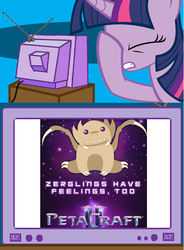 Size: 512x696 | Tagged: safe, twilight sparkle, zergling, g4, exploitable meme, facehoof, peta, starcraft, tv meme