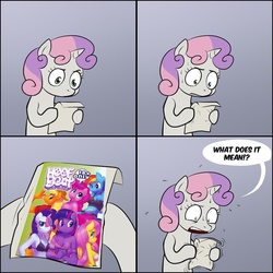 Size: 1280x1280 | Tagged: safe, artist:miu, sweetie belle, g4, comic, exploitable meme, hoofbeat, meme, sweetie's note meme